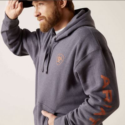 MENS  LOGO HOODIE HEATHER GREY
