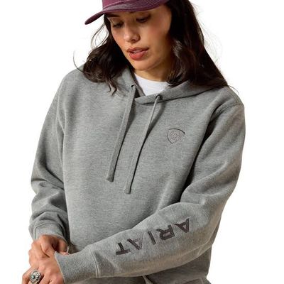 ARIAT WOMENS LOGO 2.0 HOODIE HEATHER GREY