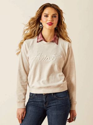ARIAT WOMENS ESSENTIAL CREW SWEATSHIRT OATMEAL