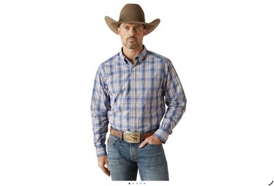 ARIAT MENS PRO SERIES SYLVAN LS FITTED SHIRT ROYAL BLUE