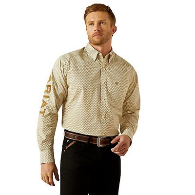 ARIAT MENS TEAM PIERCE LS SHIRT CREAM