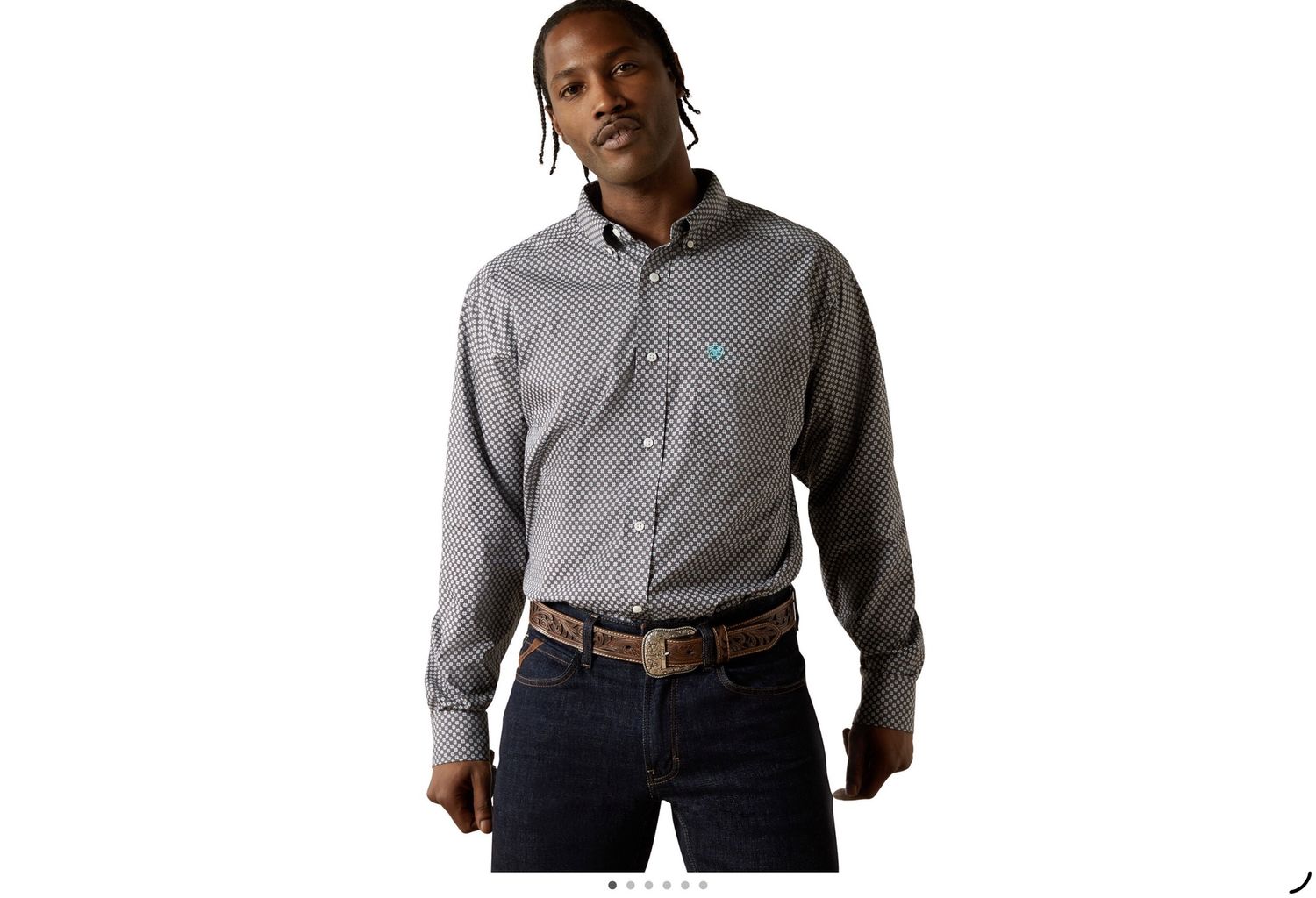 ARIAT MENS WRINKLE FREE CALEB LS SHIRT DARK GREY