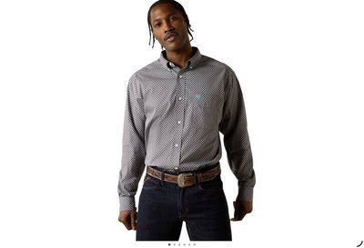 ARIAT MENS WRINKLE FREE CALEB LS SHIRT DARK GREY