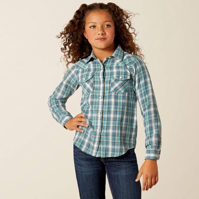 ARIAT GIRLS DARLA LS SHIRT AQUAMARINE