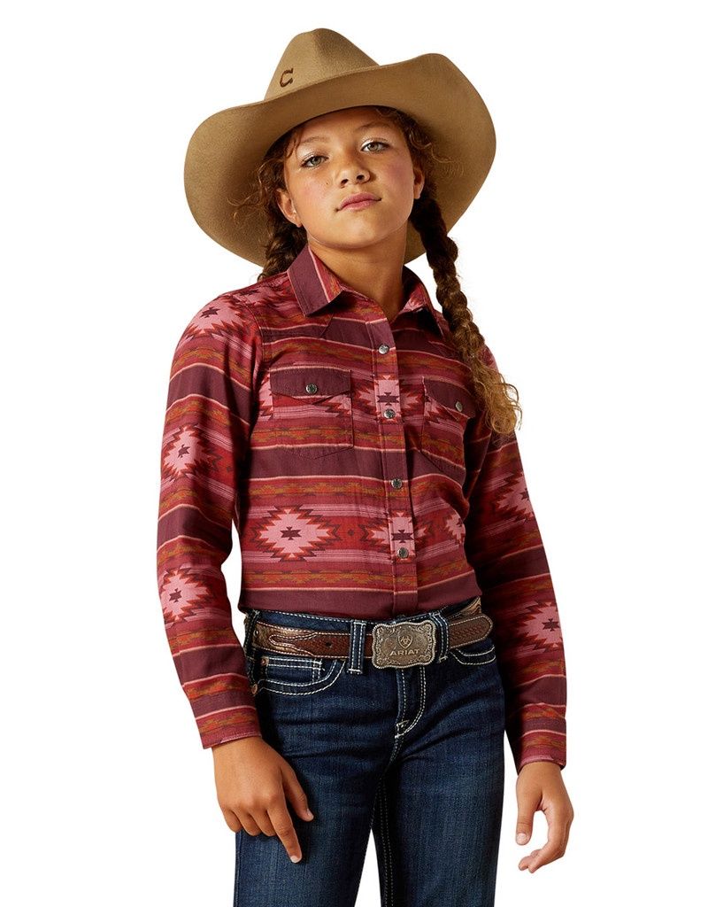 ARIAT GIRLS JEWEL SNAP LS SHIRT ROSA