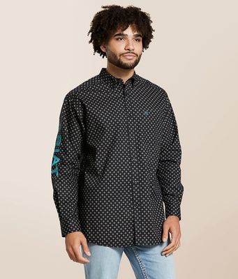 ARIAT MENS TEAM PHILBERT LS SHIRT BLACK/TEAL