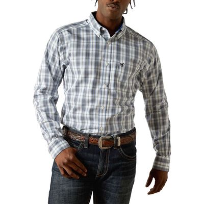 ARIAT MENS WRINKLE FREE CODY FITTED LS SHIRT WHITE