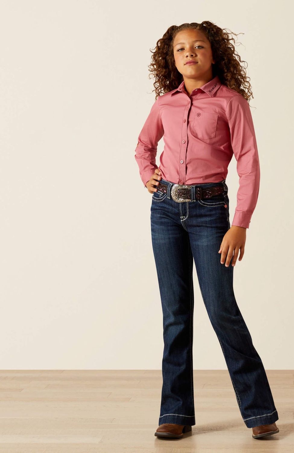 ARIAT GIRLS TEAM KIRBY LS SHIRT MAUVEWOOD