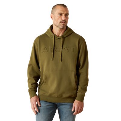 ARIAT MENS EMBOSSED LOGO HOODIE WINTER MOSS