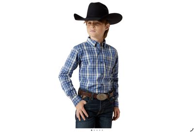 ARIAT BOYS PRO SERIES SOLOMAN LS SHIRT ROYAL BLUE