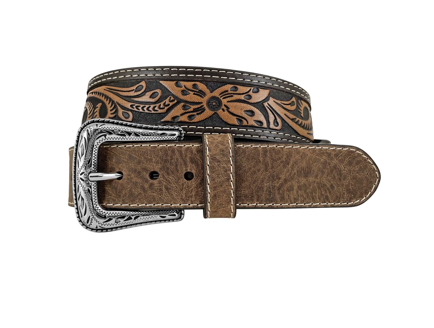MENS TAN TAPERED GENUINE LEATHER BELT