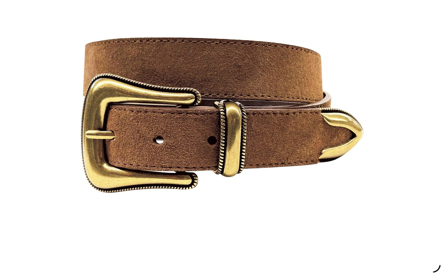 WOMENS BROWN GENUINE SUEDE LEATHER BELT
