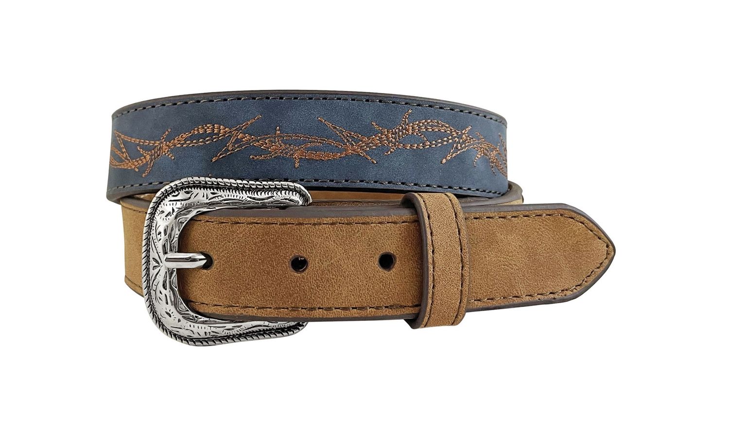 BOYS GENUINE LEATHER EMBROIDERED BARB WIRE BELT