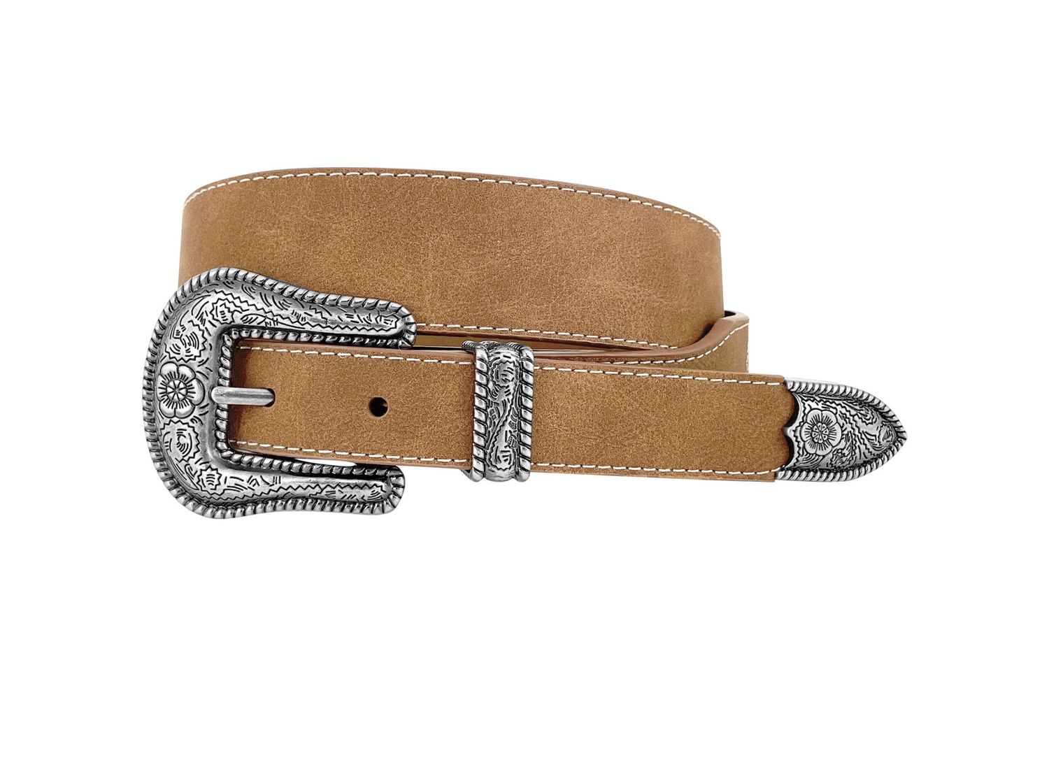 WOMENS TAN TAPERED GENUINE LEATHER BELT