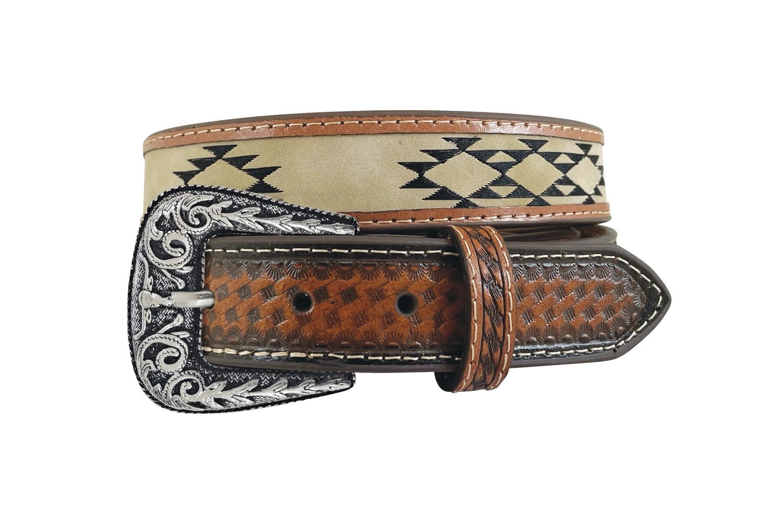 BOYS GENUINE LEATHER AZTEC EMBROIDERED BELT