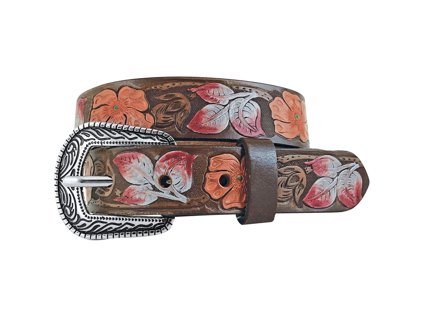 GIRLS GENUINE BUFFALO PAINTED FLORAL BELT