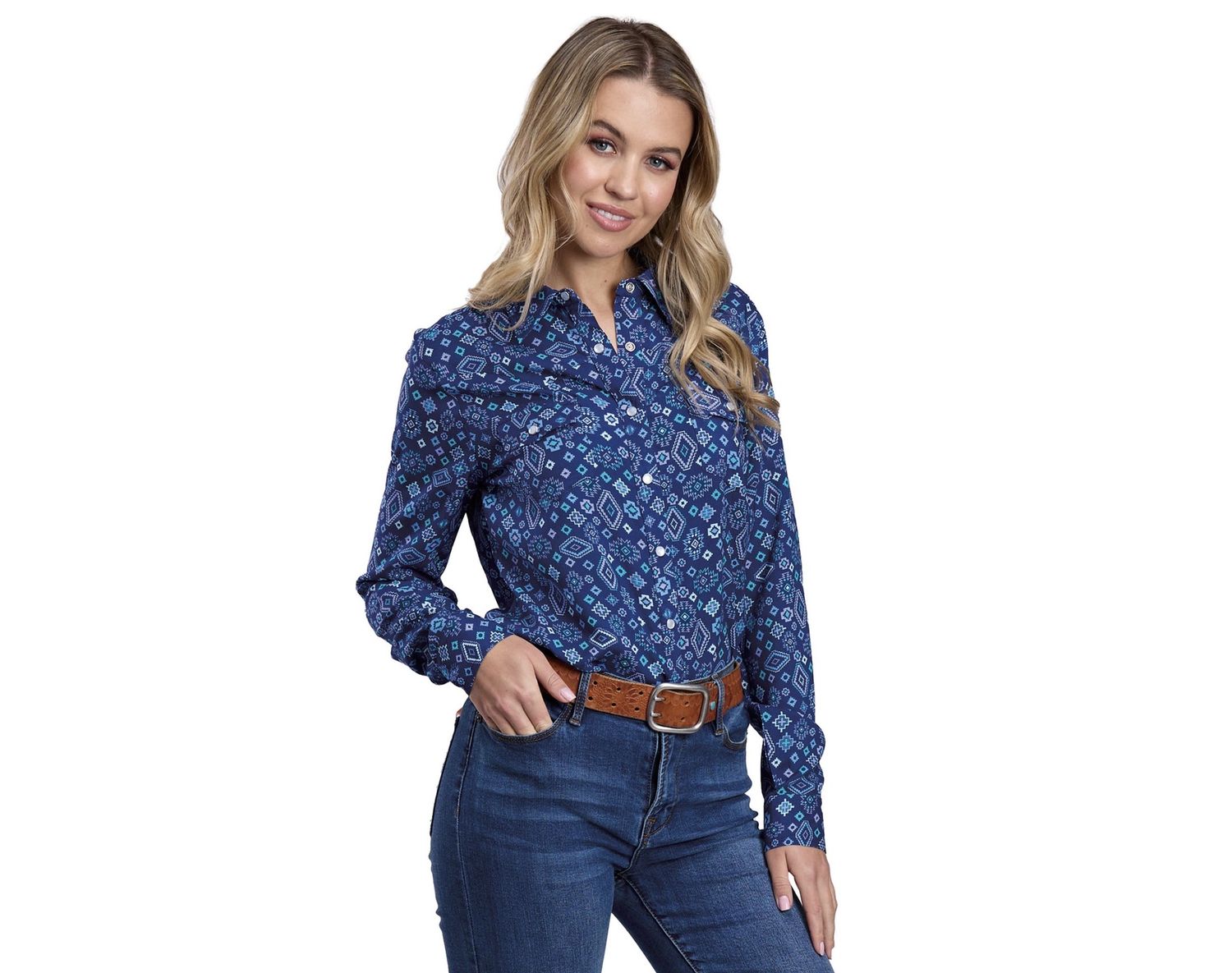 WOMENS FIVE STAR COLLECTION PRINT BLUE