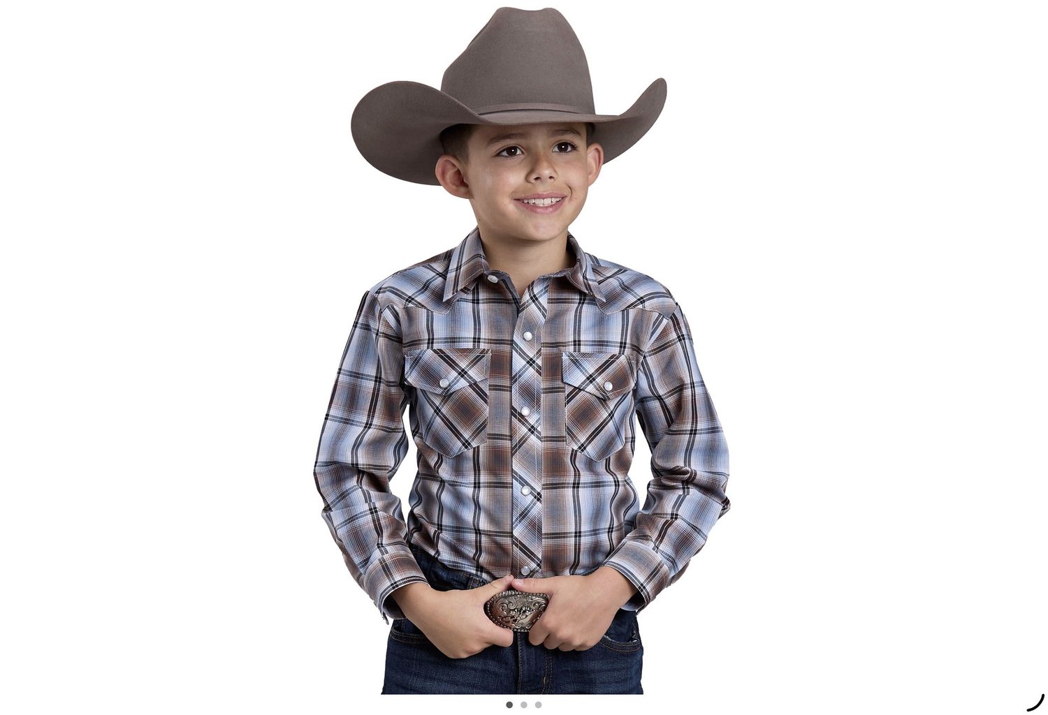 BOYS KARMAN CLASSIC PLAID BROWN SHIRT