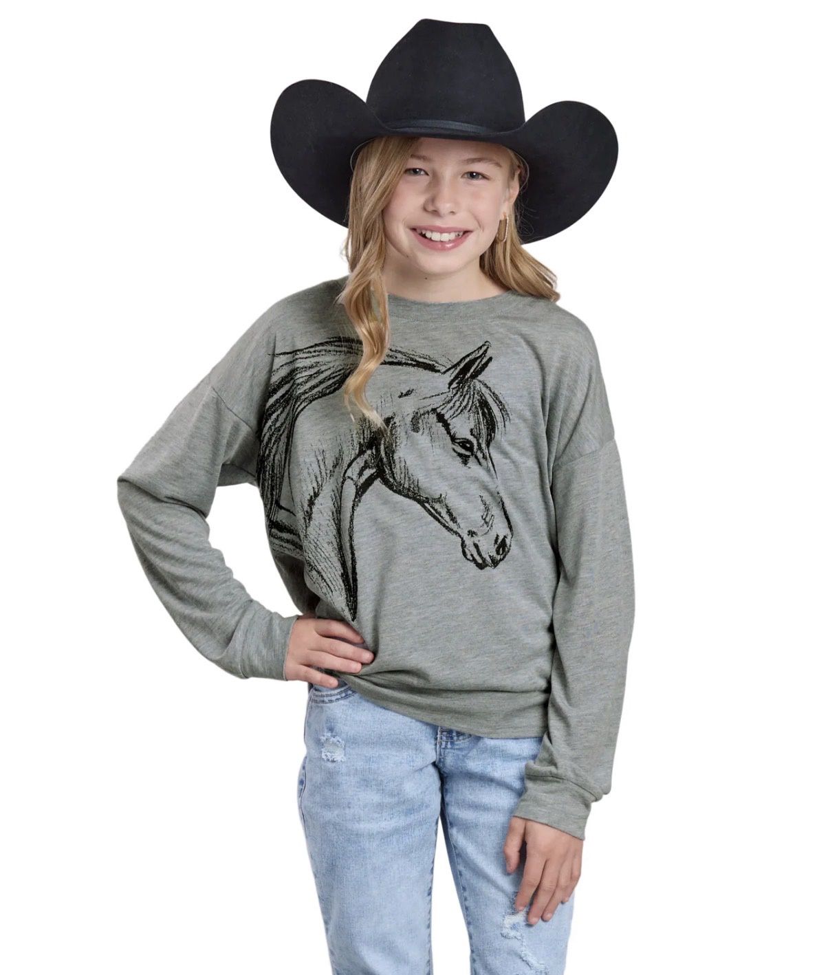 GIRLS FIVE STAR COLLECTION LS TEE, Size: L