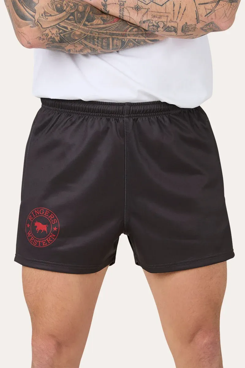 RINGERS UNISEX FOOTY SHORT CHARCOAL /RED