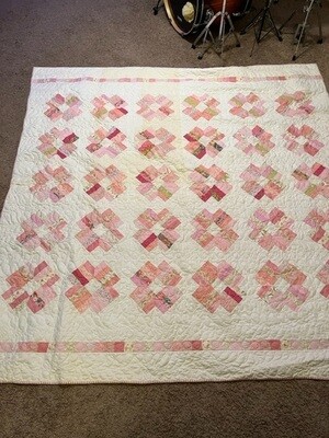 Q Quilt for Sale - White &amp; Pink Queen