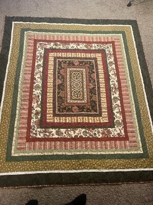 Q Quilt for Sale - Rust and Olive Green