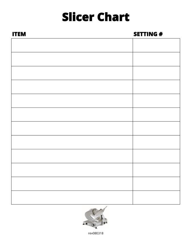 Slicer Chart   8-1/2 x 11