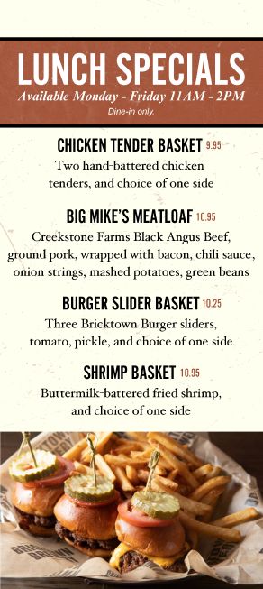 Lunch Specials Table Tent Insert