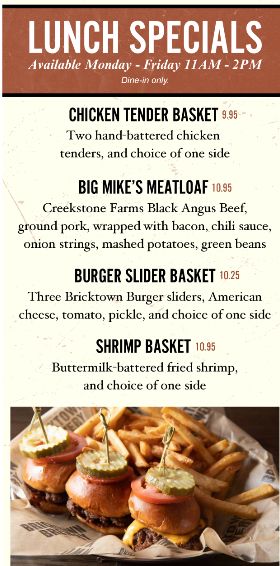 Lunch Specials Table Tent Insert
