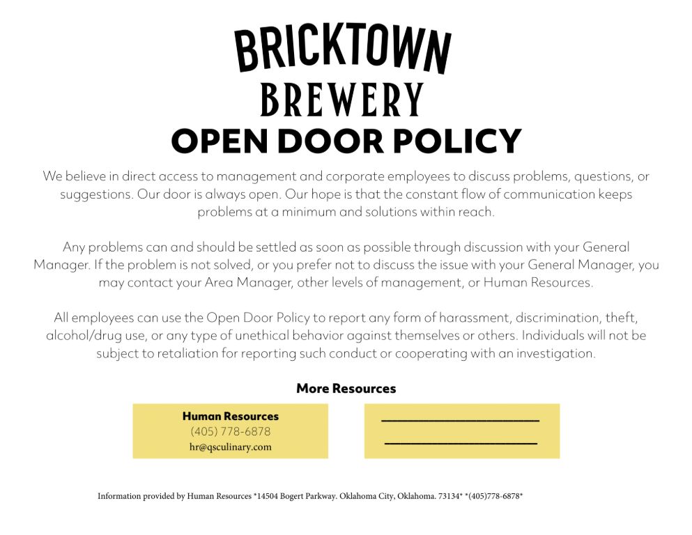 Bricktown Open Door Policy 8-1/2 x 11