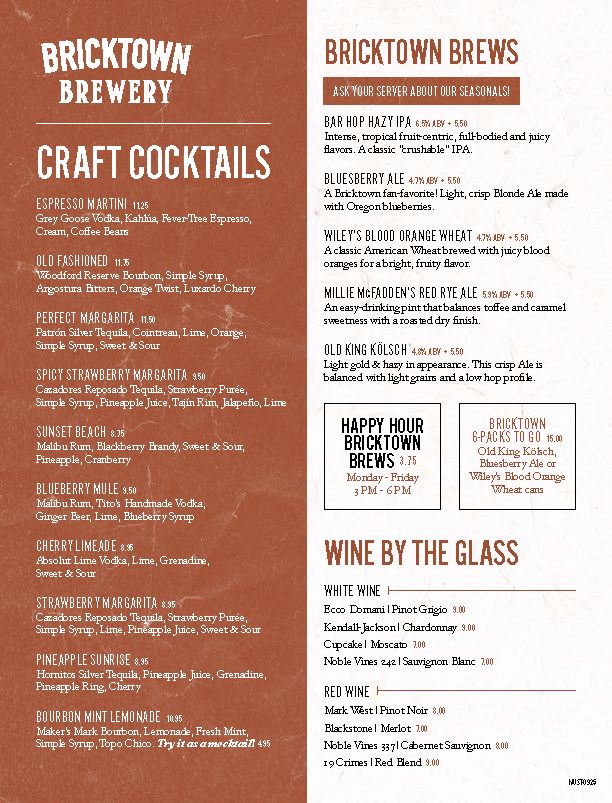 Mustang Cocktail Menu