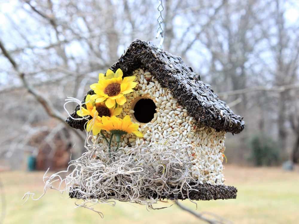 Edible Bird Feeder - Dark Roof Short Birdhouse