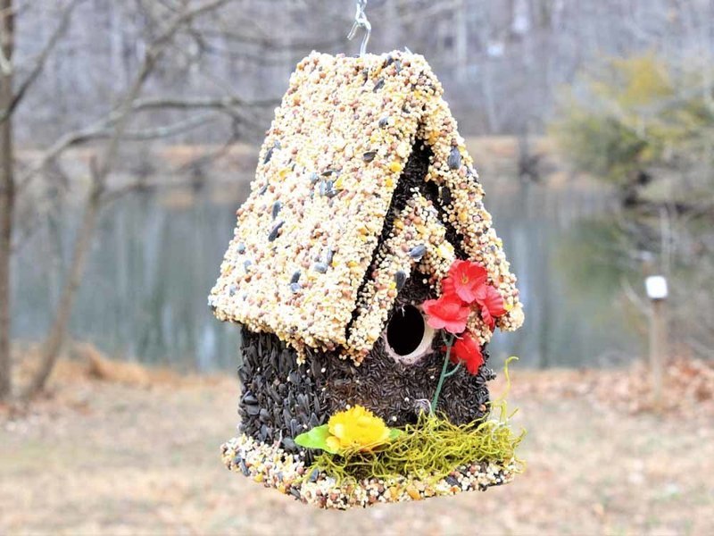 Edible Bird Feeder - Light Roof Tall Birdhouse