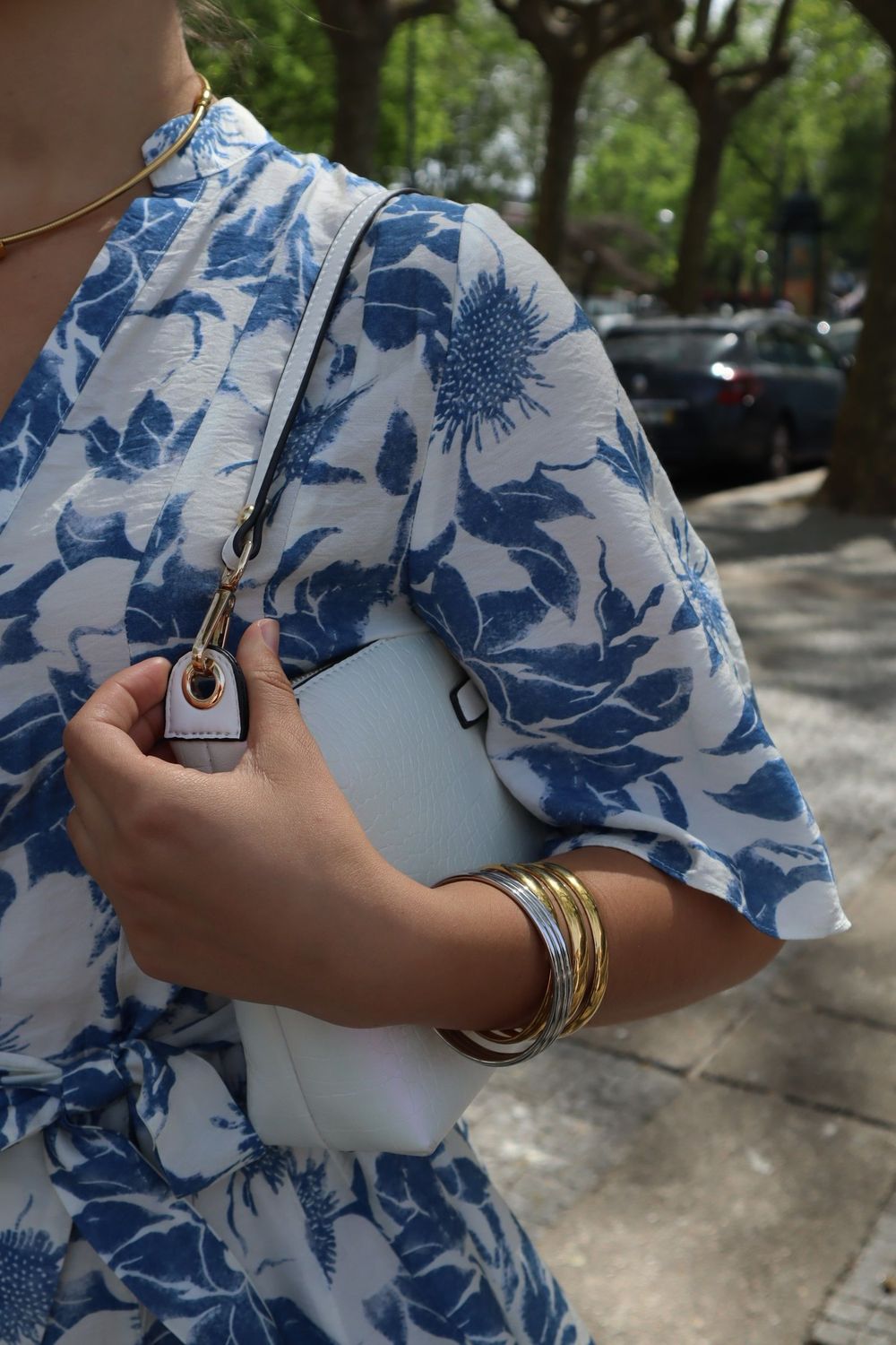 Vestido com estampa Azul