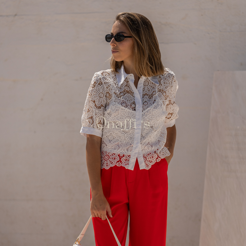 blusa renda larga modelo simply