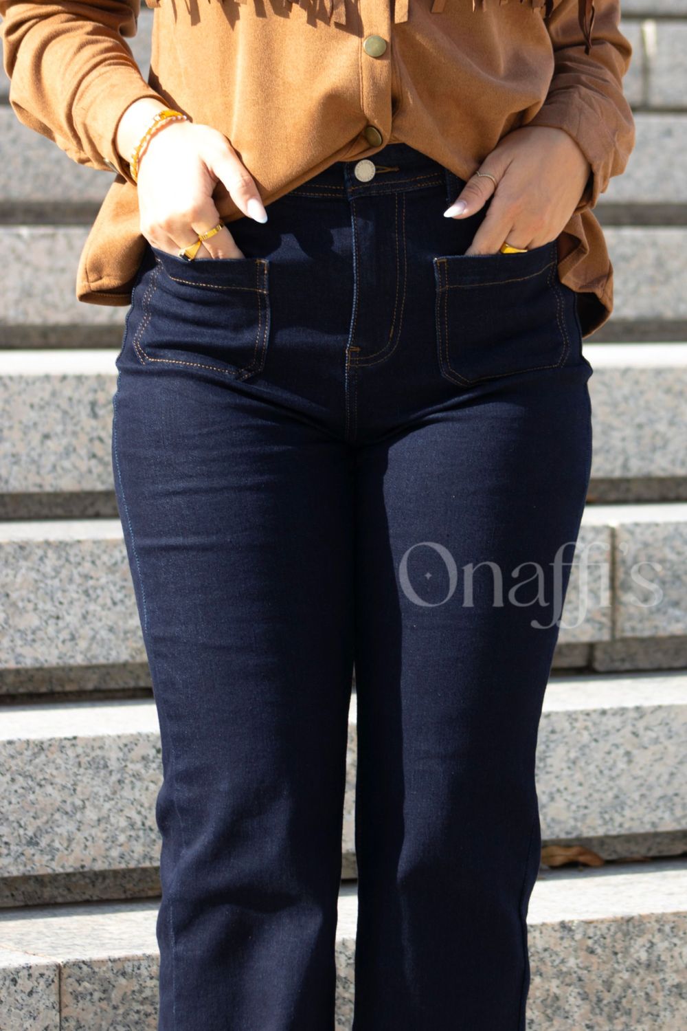 Jeans fashion bolsos à frente