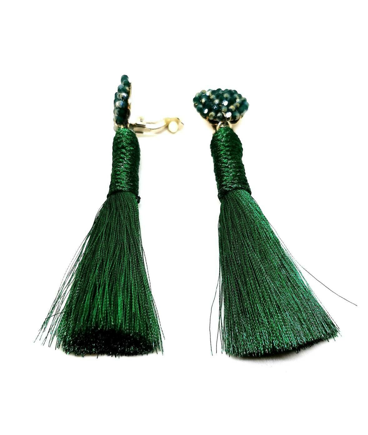 Emerald Silk Dangle Earrings
