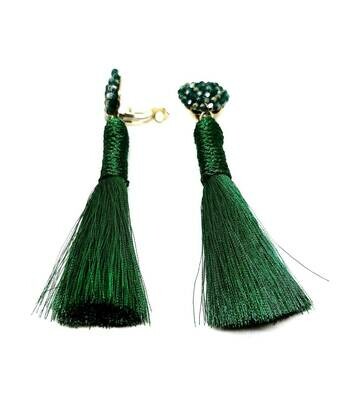 Emerald Silk Dangle Earrings