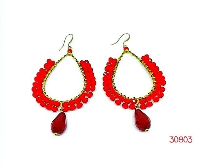 Geranium Red Hoop Earrings