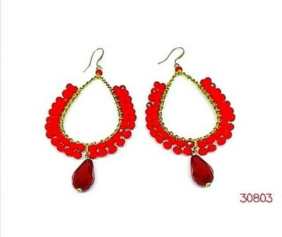 Geranium Red Hoop Earrings