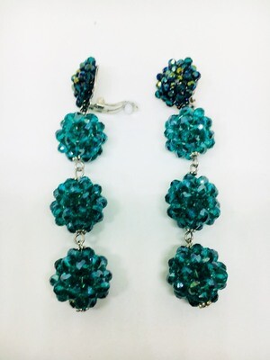 Teal Crystal Dangle Earrings