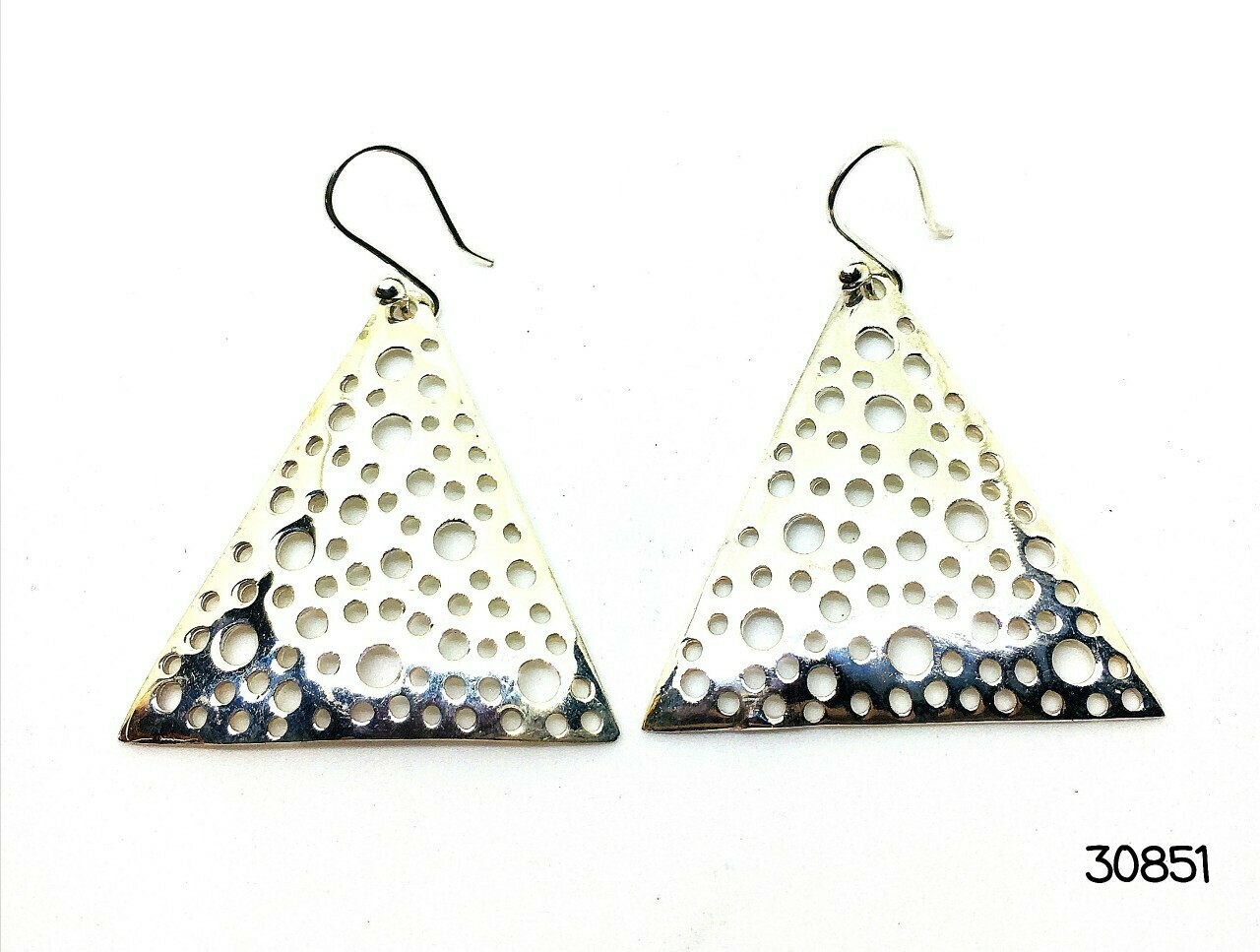 Silver Triangles Drop Earrings