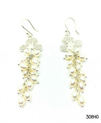 Silvery Pearl Dangle Earrings