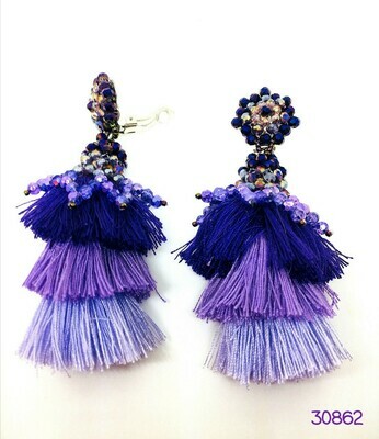 Purple Silk Tassel Earrings