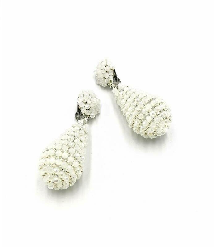 Silvery Crystal Dangle Earrings