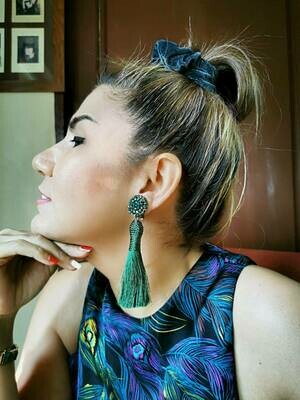 Emerald Silk Dangle Earrings