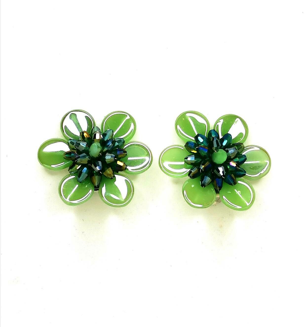 Green Gleams Button Earrings