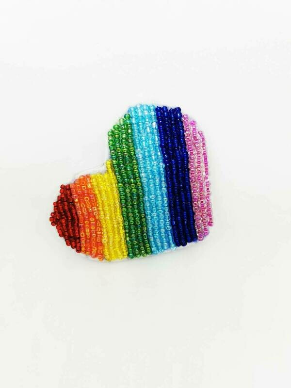 Rainbow Heart Brooch In Support of Worldwide Health Workers !
