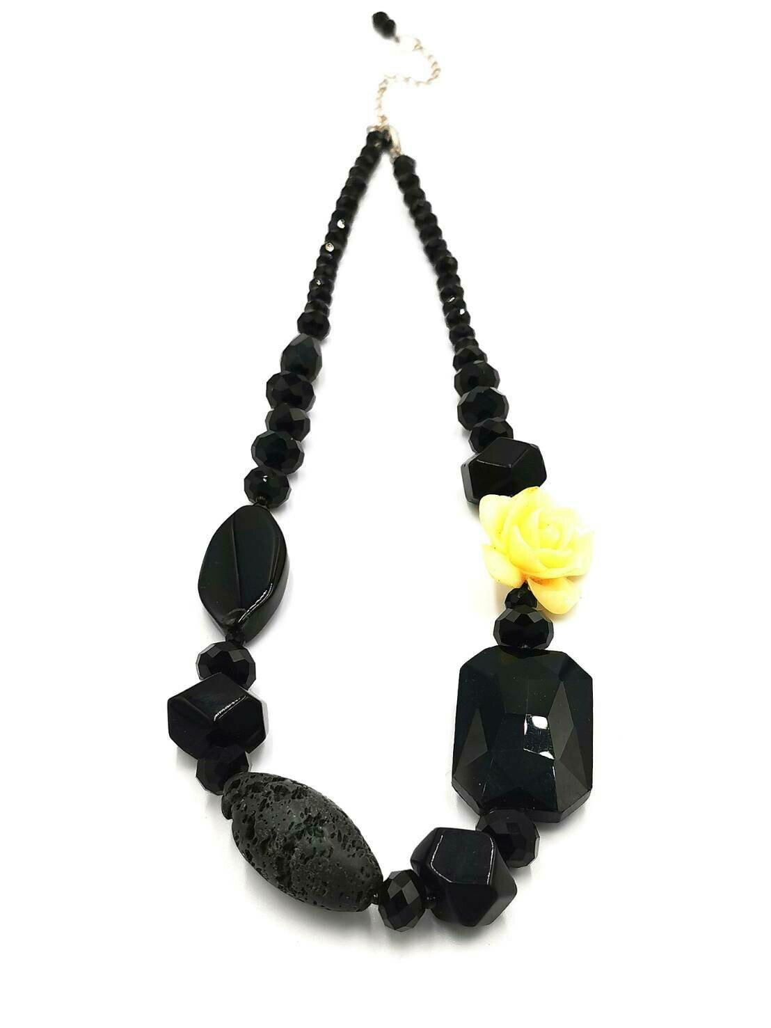Ebony Floral Statement Necklace