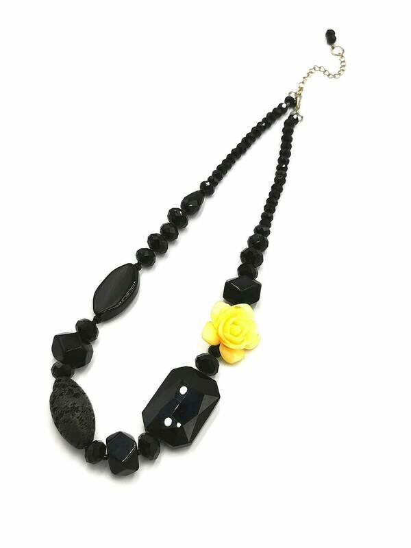 Ebony Floral Statement Necklace